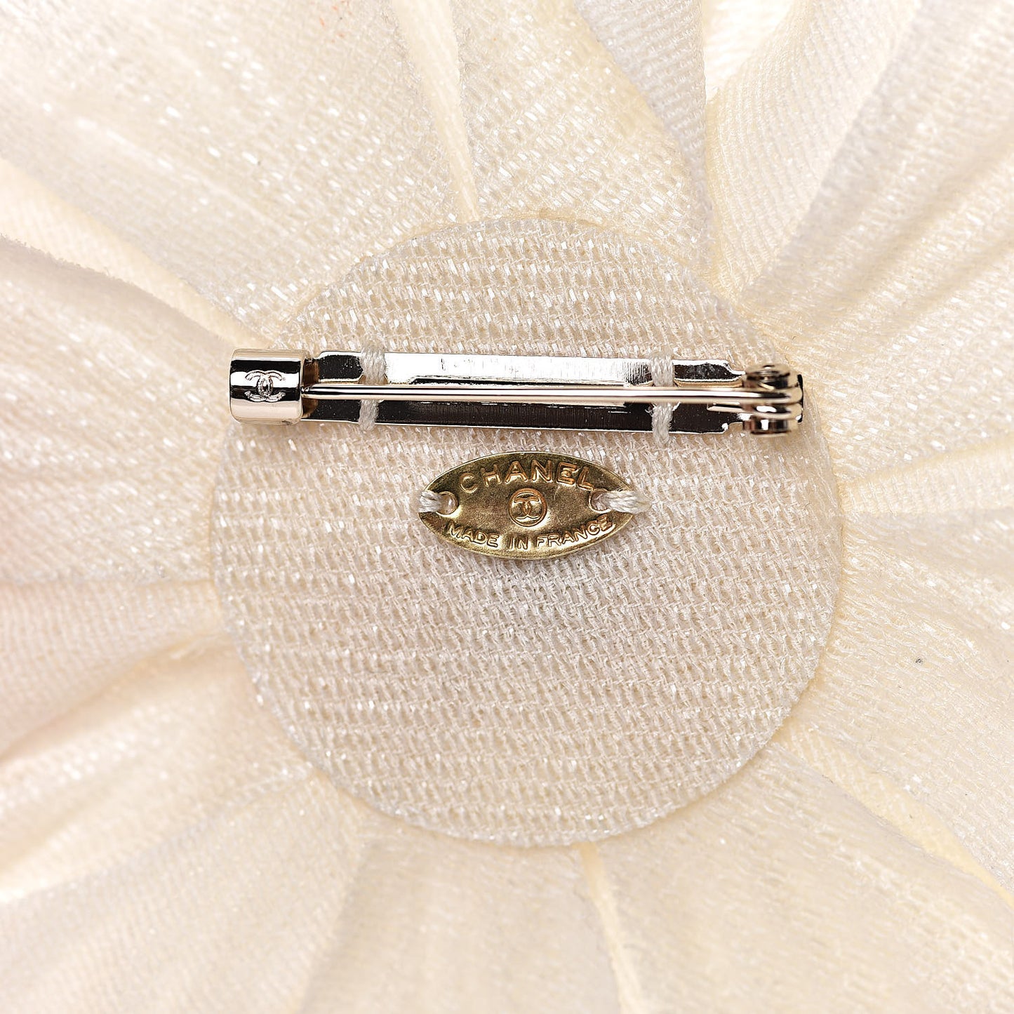 Fabric Flower Brooch White