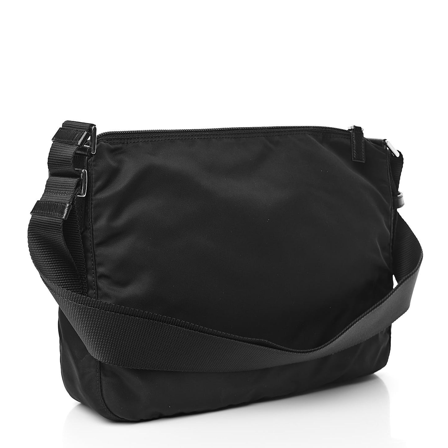 Nylon Flat Messenger Bag Black