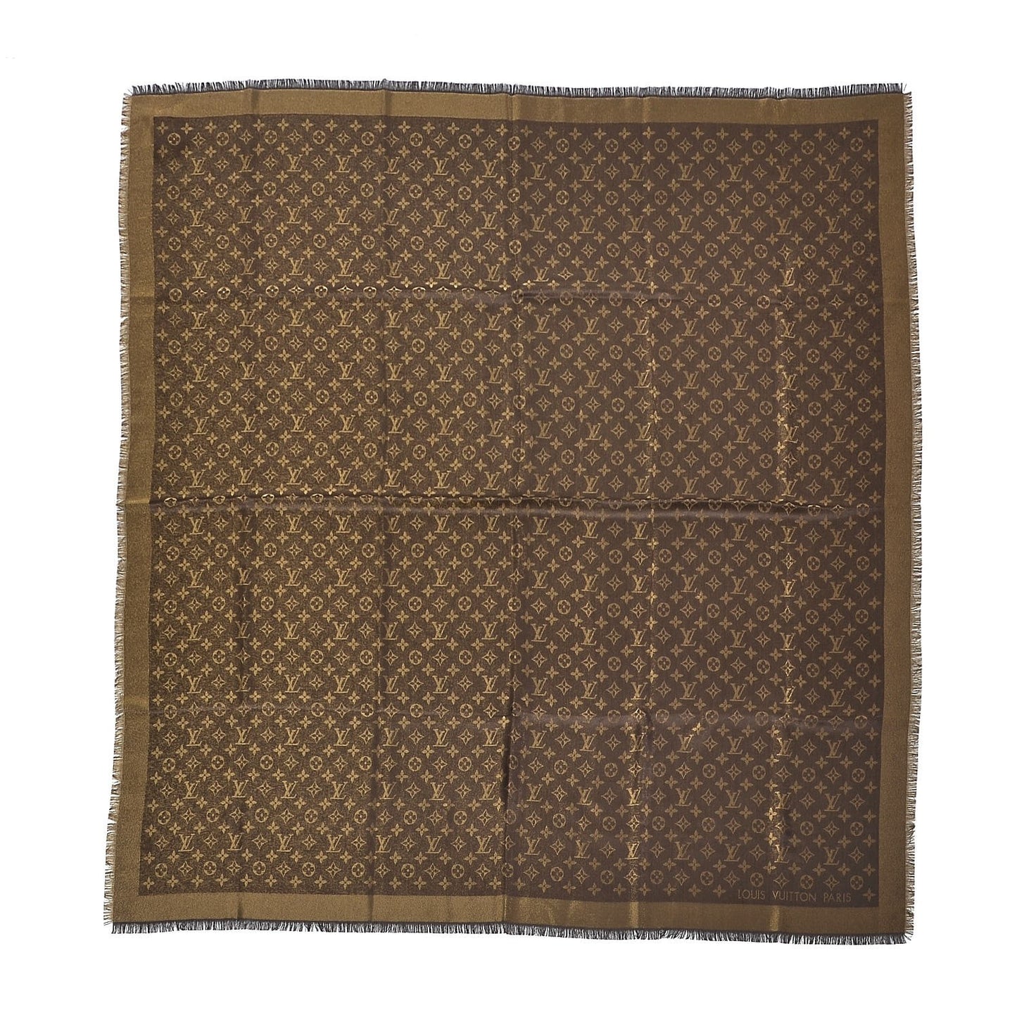 Silk Lurex Wool Monogram Shine Shawl Brown