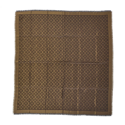 Louis Vuitton Silk Lurex Wool Monogram Shine Shawl Brown 1 of 4