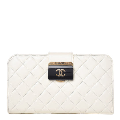 Chanel Sheepskin Quilted Beauty Lock Clutch White 1 of 9