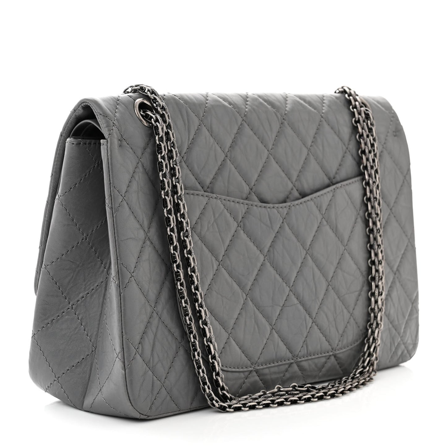 Aged Calfskin Quilted 2.55 Reissue 227 Flap Dark Grey