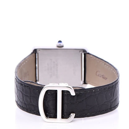 Cartier Stainless Steel Alligator 24mm Tank Solo Quartz Watch 4 of 17
