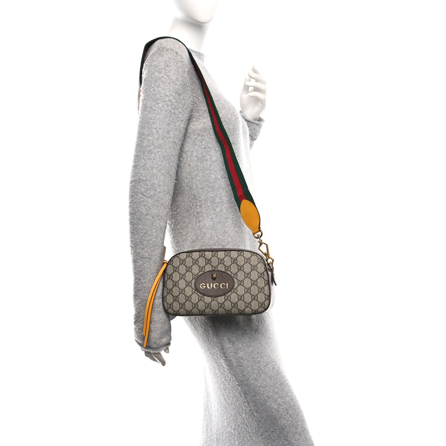 Gucci GG Supreme Monogram Web Neo Vintage Shoulder Bag Beige New Acero Crop 2 of 11