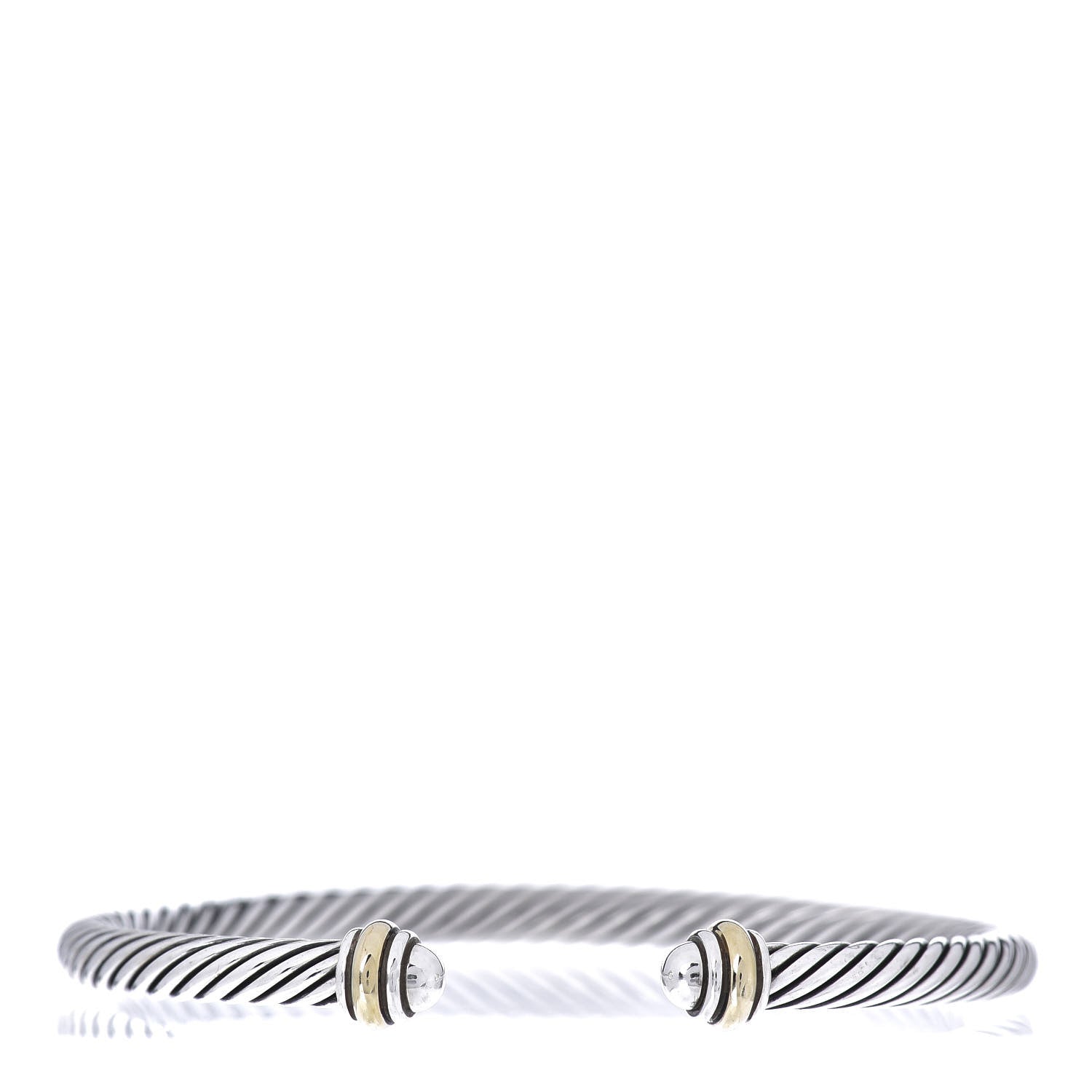 David Yurman Sterling Silver 18K Yellow Gold 4mm Cable Classics Bracelet 1 of 4
