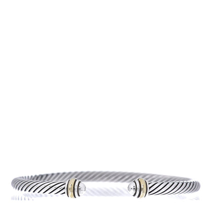 David Yurman Sterling Silver 18K Yellow Gold 4mm Cable Classics Bracelet 1 of 4