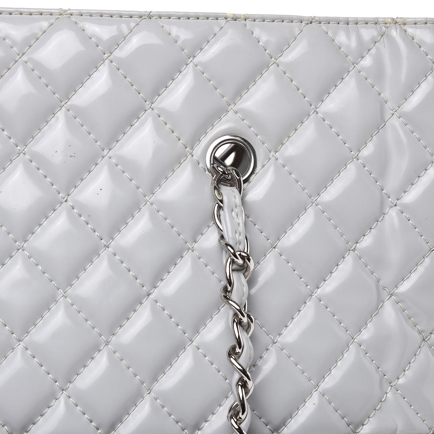 Vinyl Quilted In The Business North South Tote Light Grey