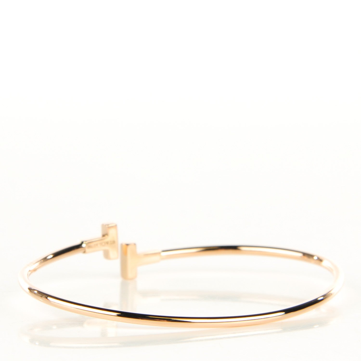 Tiffany 18K Rose Gold Narrow T Wire Bracelet 3 of 5