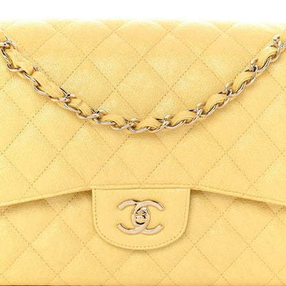 Chanel Iridescent Caviar Quilted Jumbo Double Flap Jaune Yellow 8 of 11