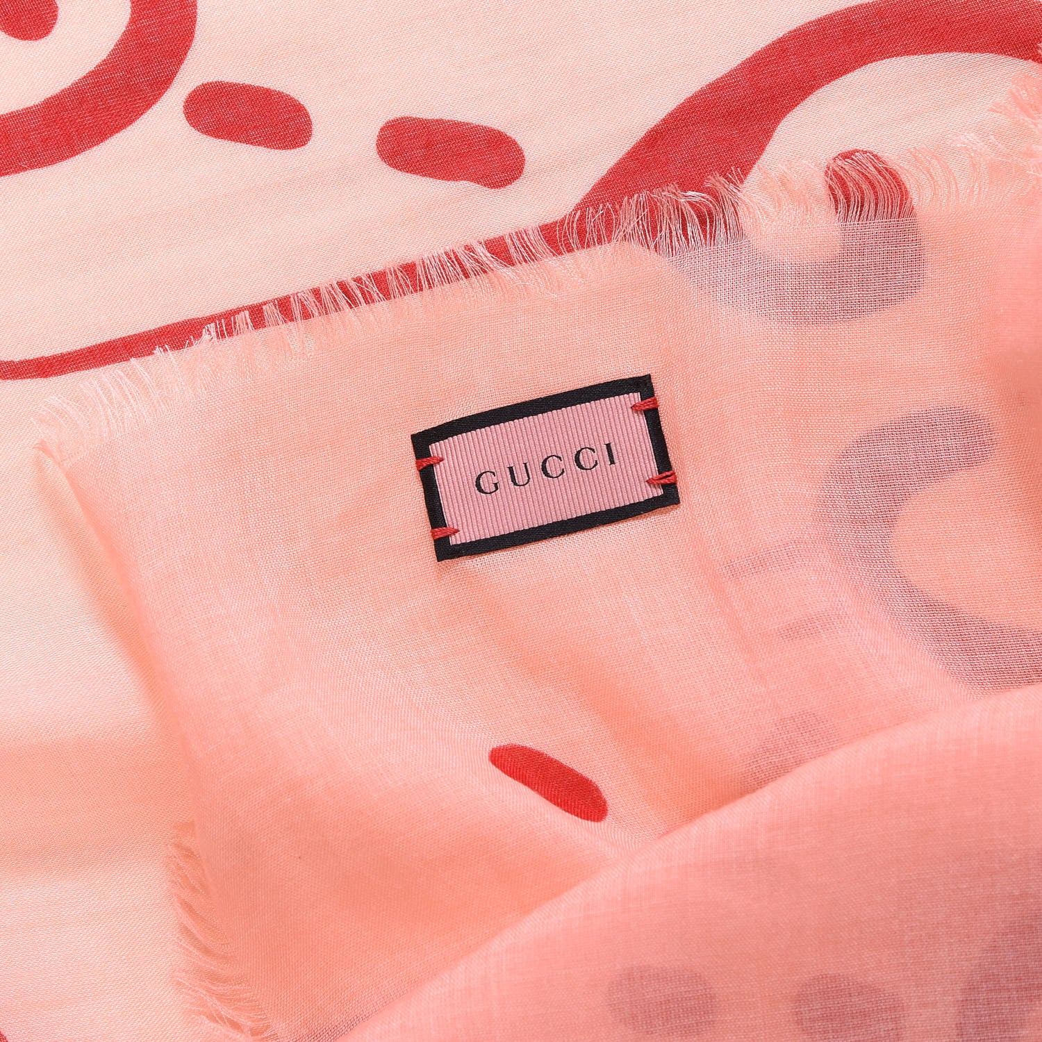 Gucci Modal Silk GG Writers Shawl Roseate Red 6 of 6