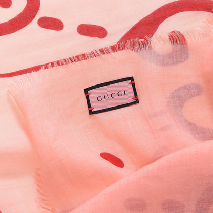 Gucci Modal Silk GG Writers Shawl Roseate Red 6 of 6