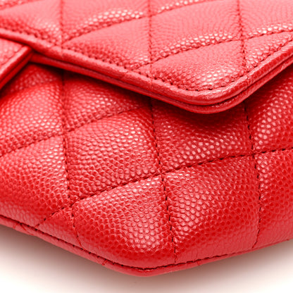 Chanel Caviar Quilted Glasses Case With Chain Red 9 of 10