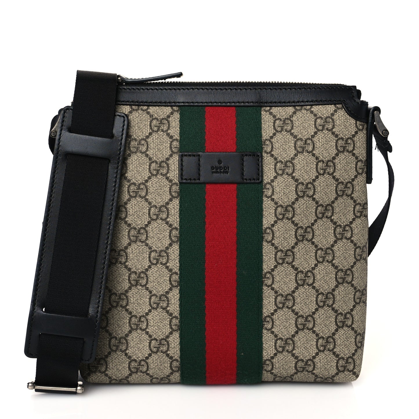 GG Supreme Monogram Web Messenger Bag Black