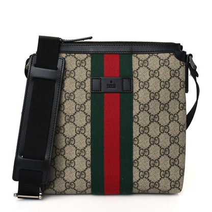 Gucci GG Supreme Monogram Web Messenger Bag Black 1 of 9