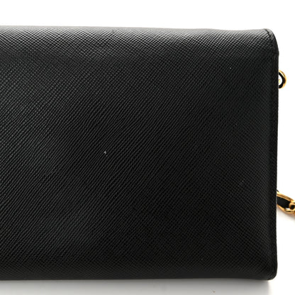 Prada Saffiano Metal Oro Chain Wallet Black 11 of 12