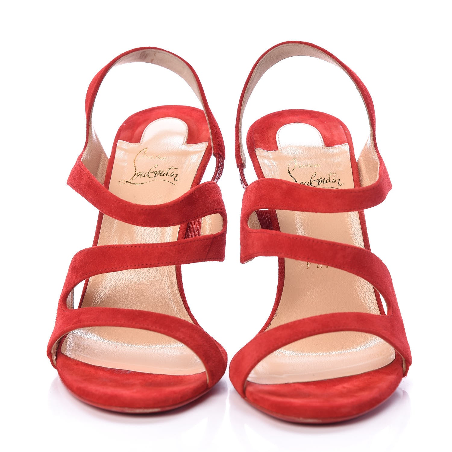 Christian Louboutin Veau Velours Vavazou 100 Strappy Sandals 39.5 Loubi 2 of 9
