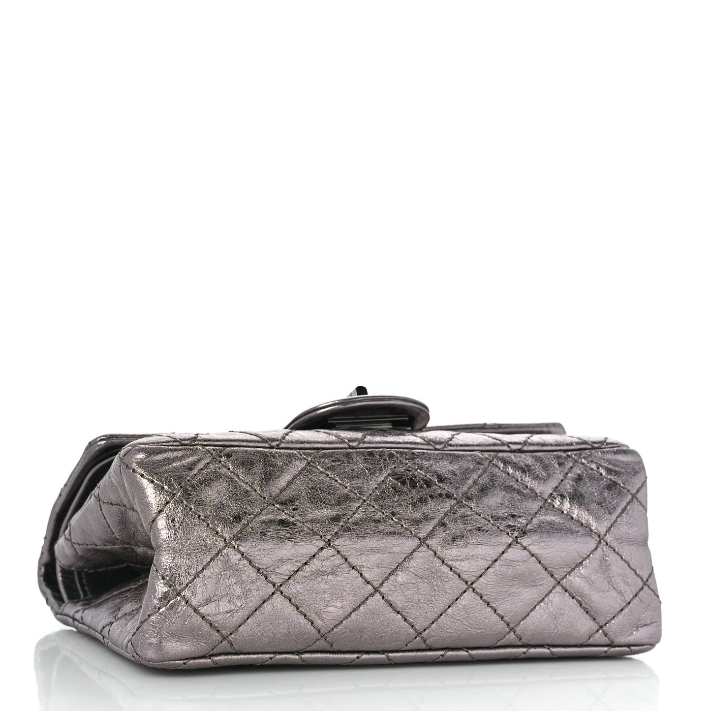 Metallic Aged Calfskin Quilted 2.55 Reissue 224 Flap Silver