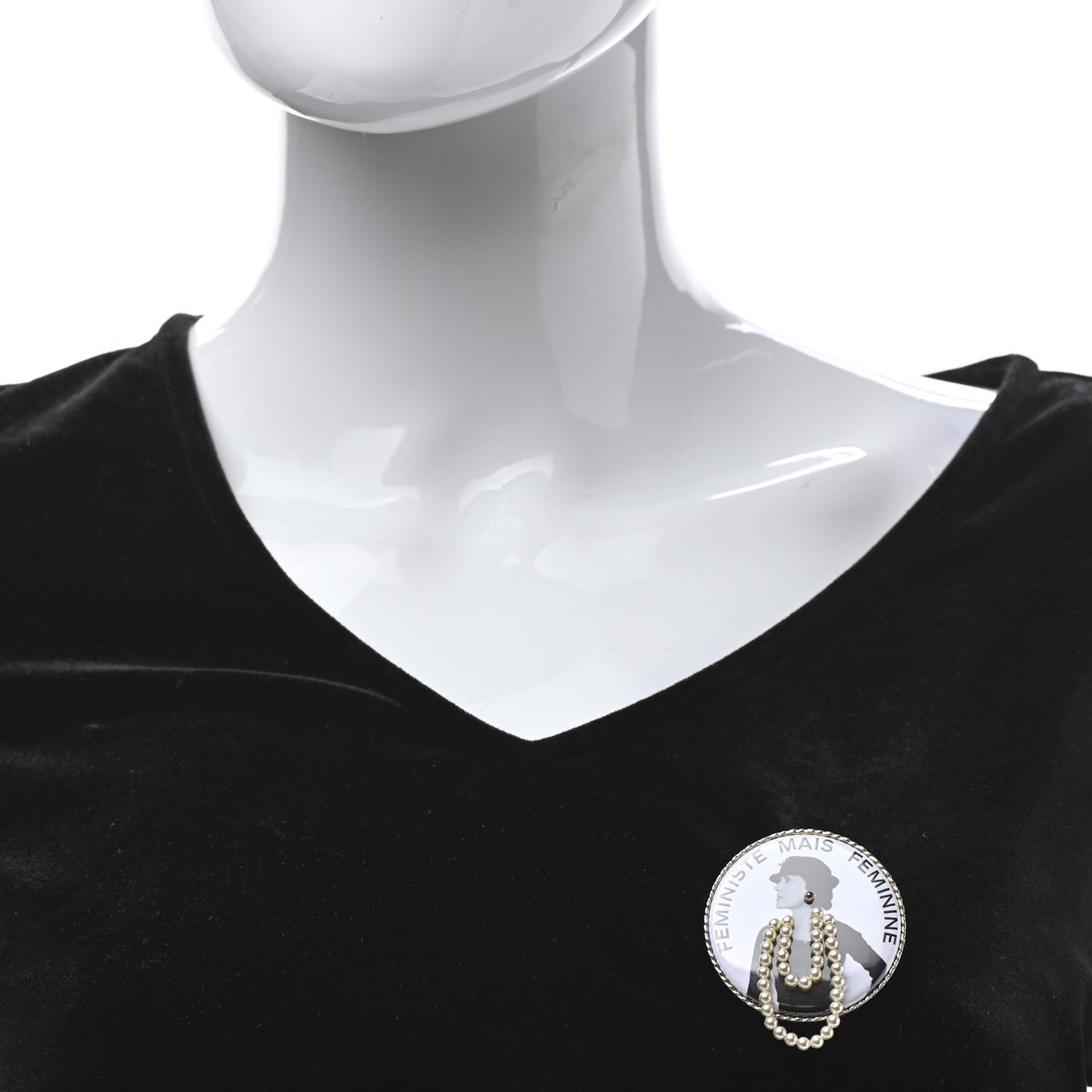 Metal Resin Pearl Printed Feministe Maize Feminine Brooch White Gold