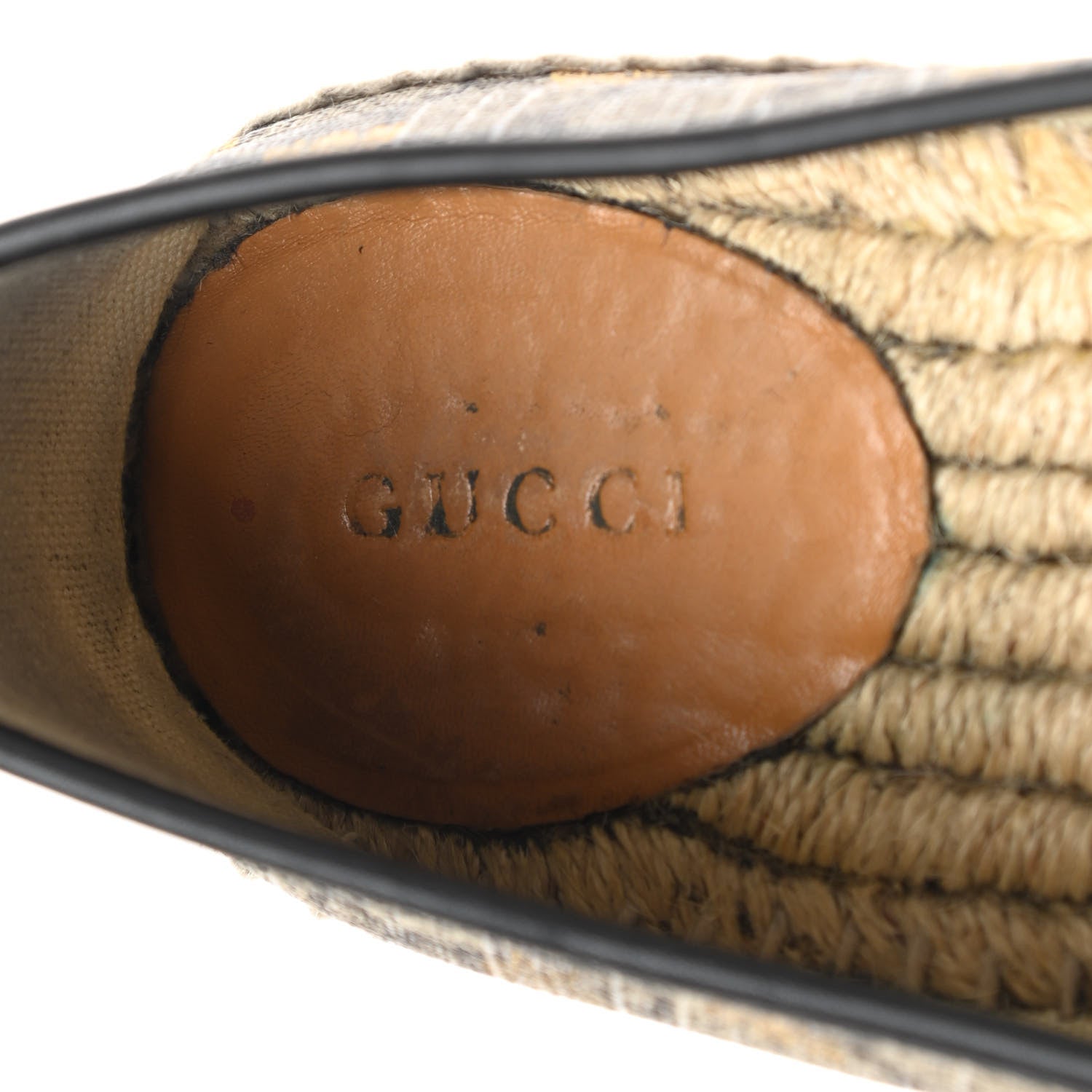 Gucci GG Supreme Monogram Bees Espadrille Flats 38 Beige Ebony Oro Black 12 of 15