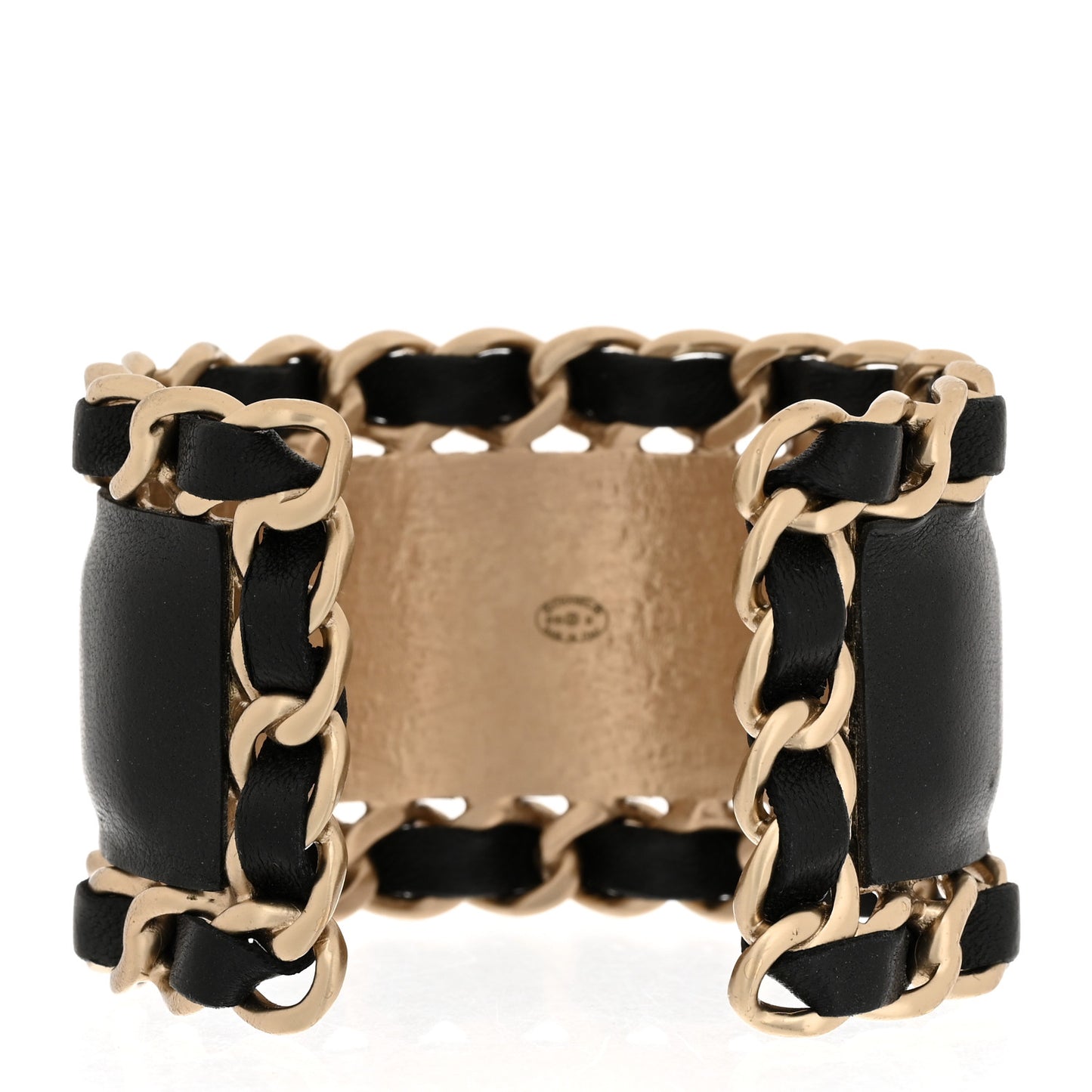 Lambskin Chain CC Cuff Black Gold