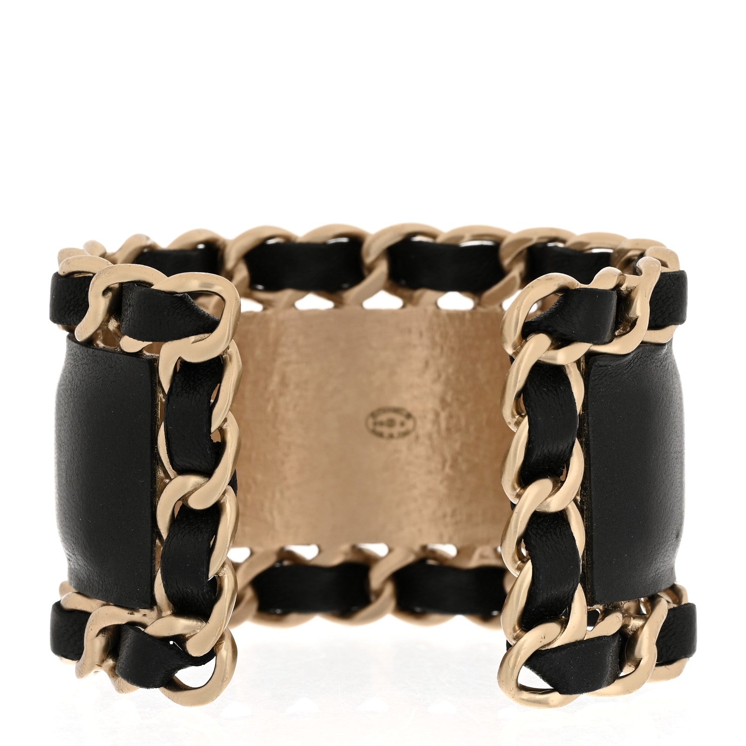 Chanel Lambskin Chain CC Cuff Black Gold 3 of 4