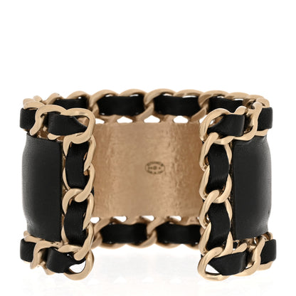 Chanel Lambskin Chain CC Cuff Black Gold 3 of 4