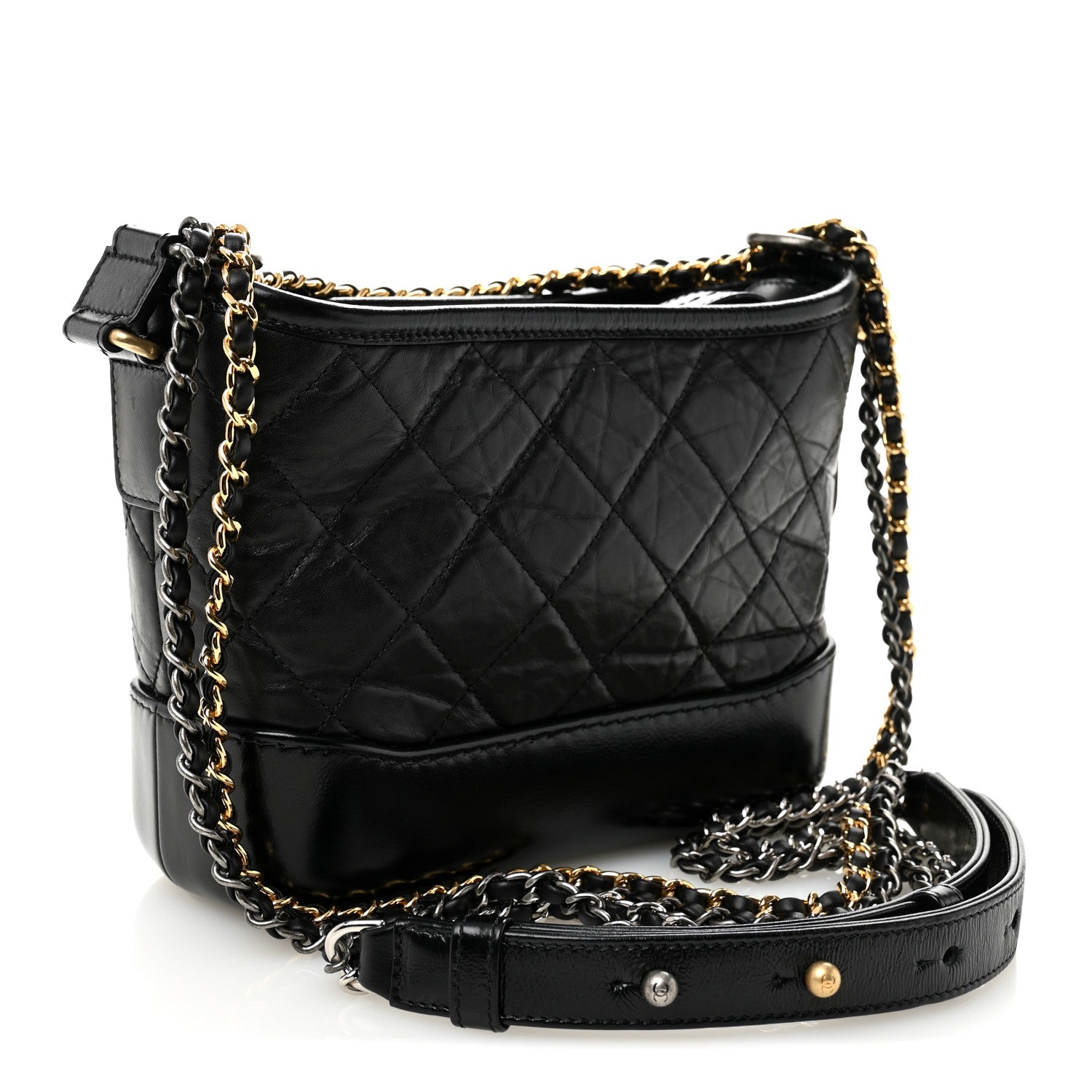 Chanel Aged Calfskin Quilted Small Gabrielle Hobo Black 3 of 10