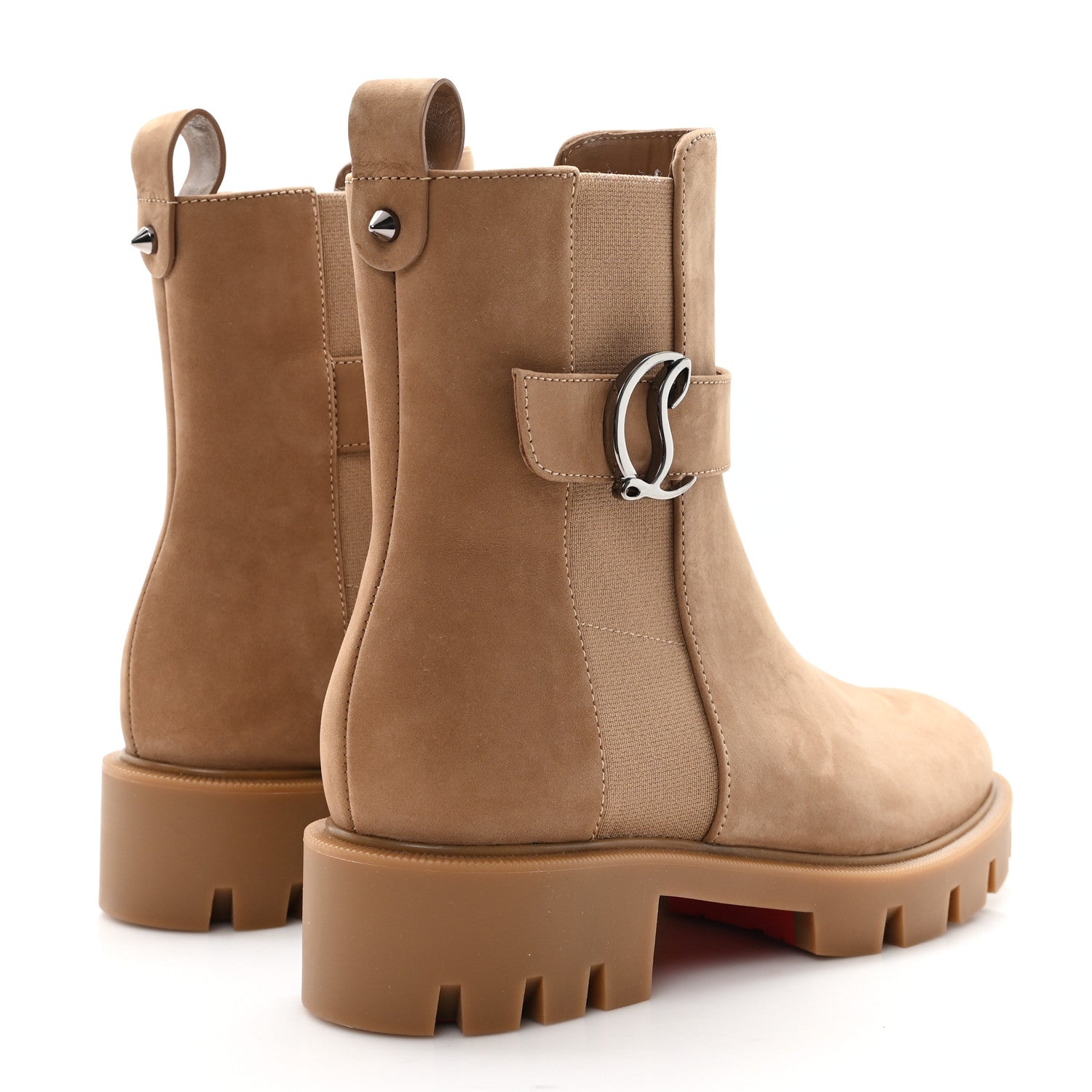 Christian Louboutin Suede CL Chelsea Booty 37.5 Beige 5 of 8