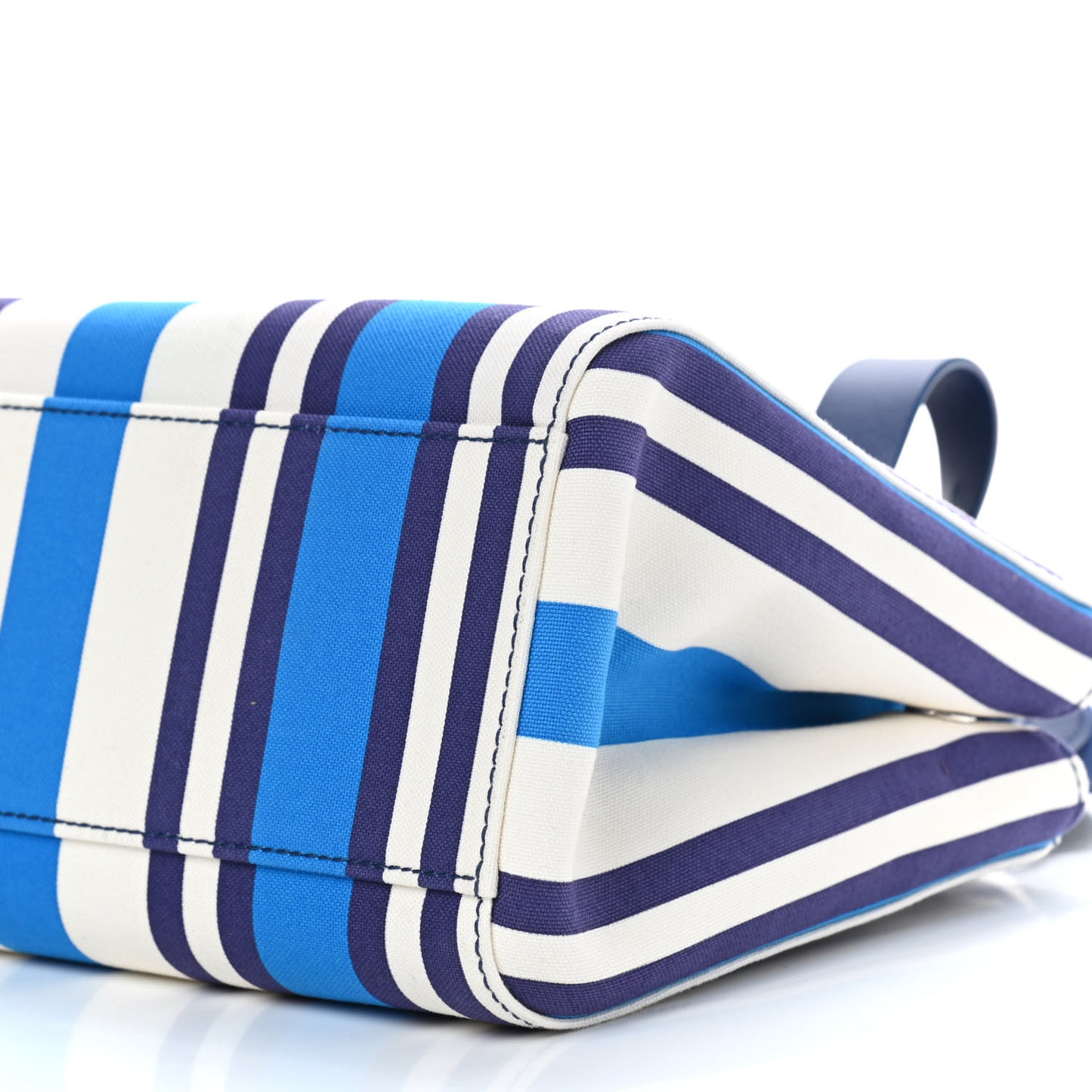 Canvas Striped Small Tote Blue White