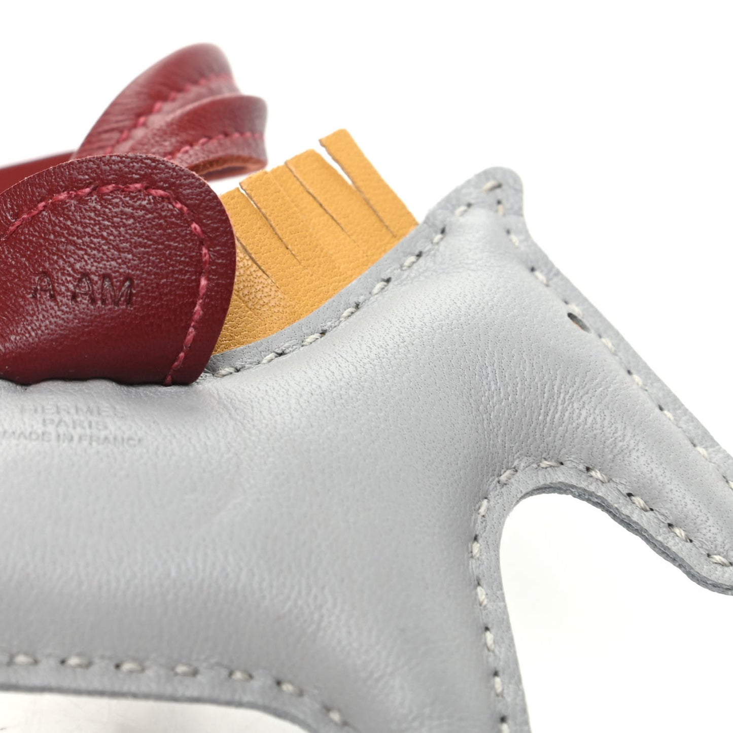 Milo Lambskin Grigri Rodeo Horse Bag Charm PM Bleu Glacier Curry Rouge H