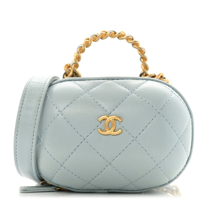 Chanel Lambskin Quilted CC Bubble Vanity Case With Chain Light Blue 1 of 14