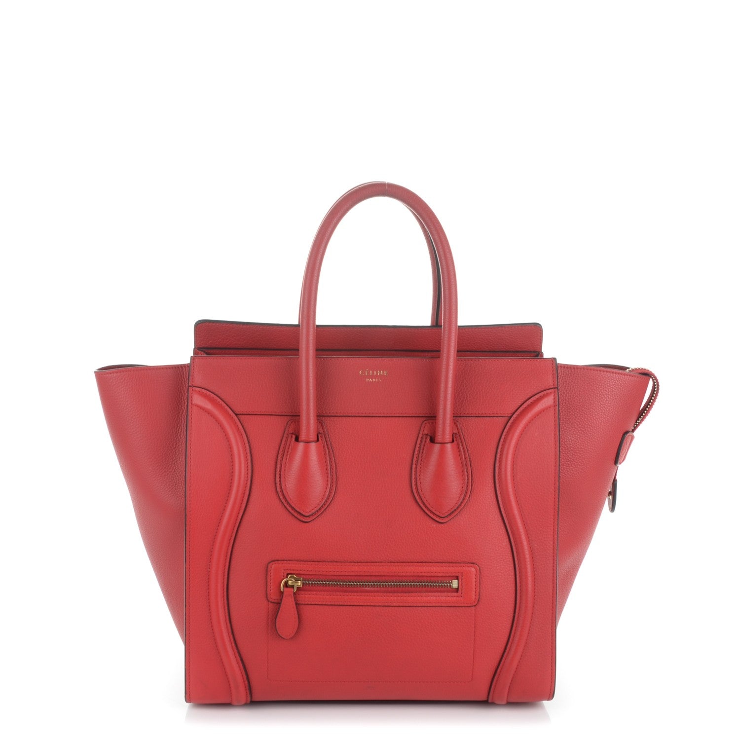 Celine Drummed Calfskin Mini Luggage Coquelicot 1 of 8