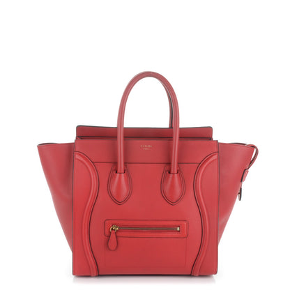 Celine Drummed Calfskin Mini Luggage Coquelicot 1 of 8