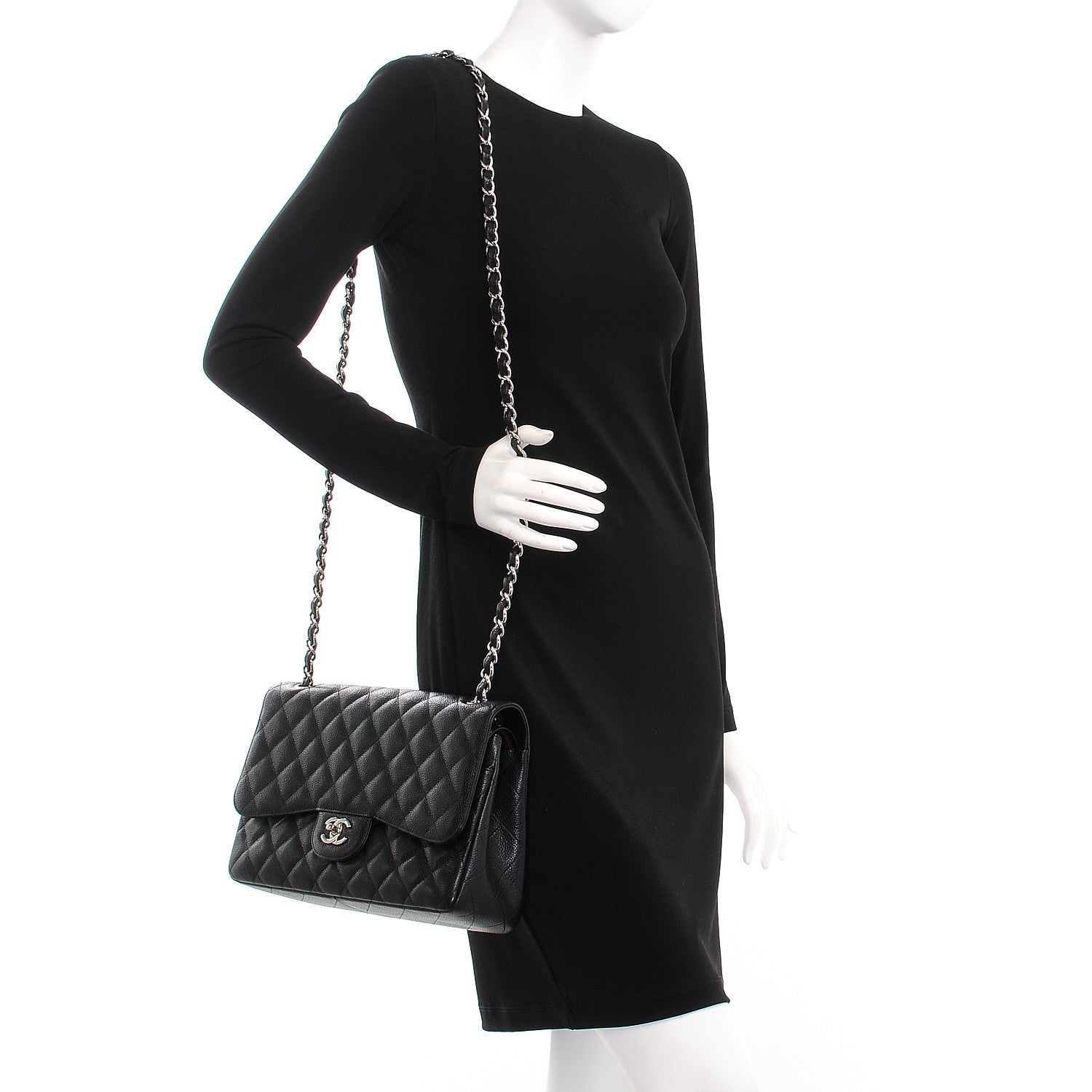 Chanel Caviar Quilted Jumbo Double Flap Black 2 of 8