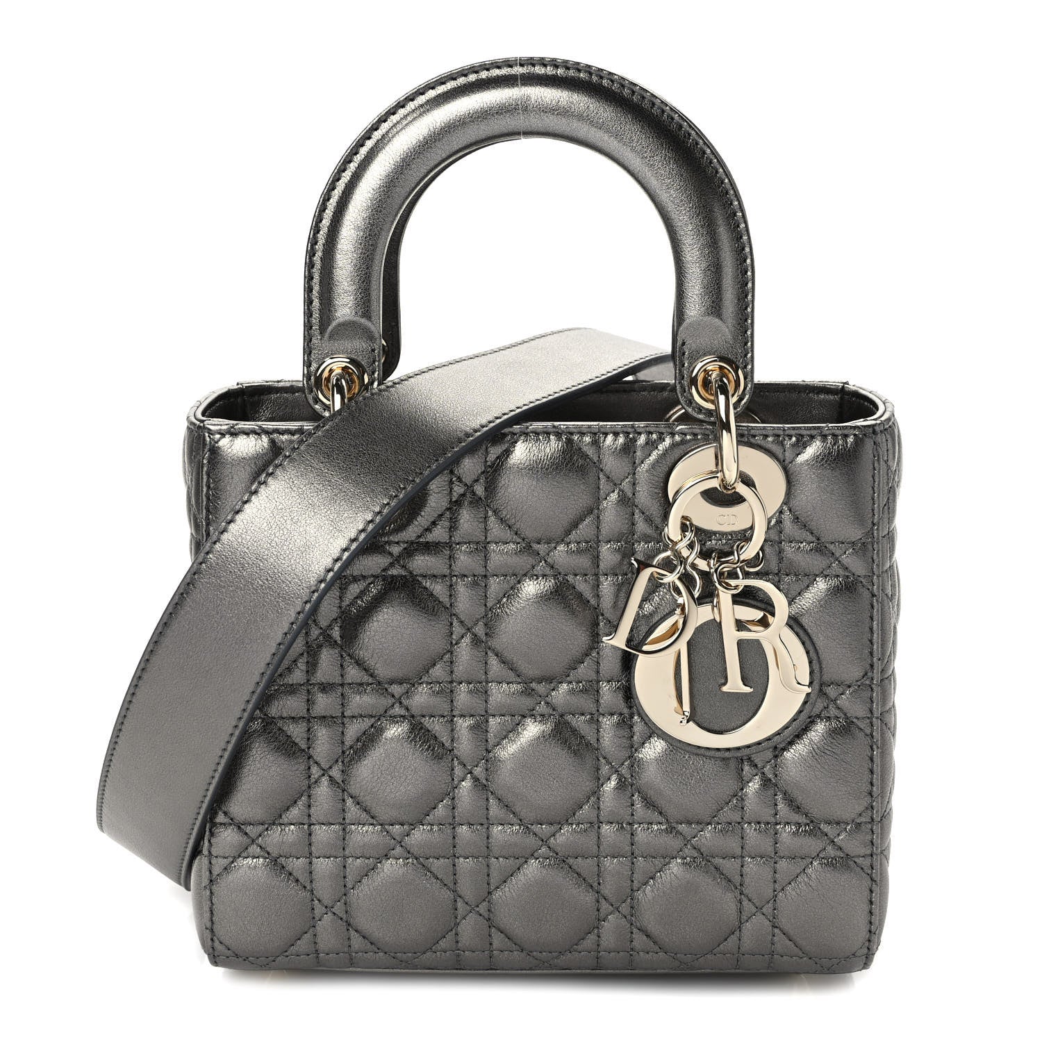 Christian Dior Lambskin Cannage Small My ABCDior Lady Dior Metallic Grey 1 of 9