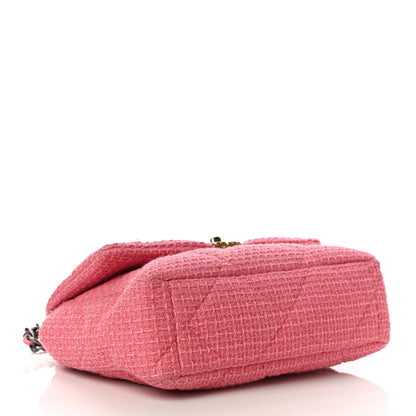 Chanel Metallic Tweed Quilted Large Chanel 19 Flap Pink 4 of 12