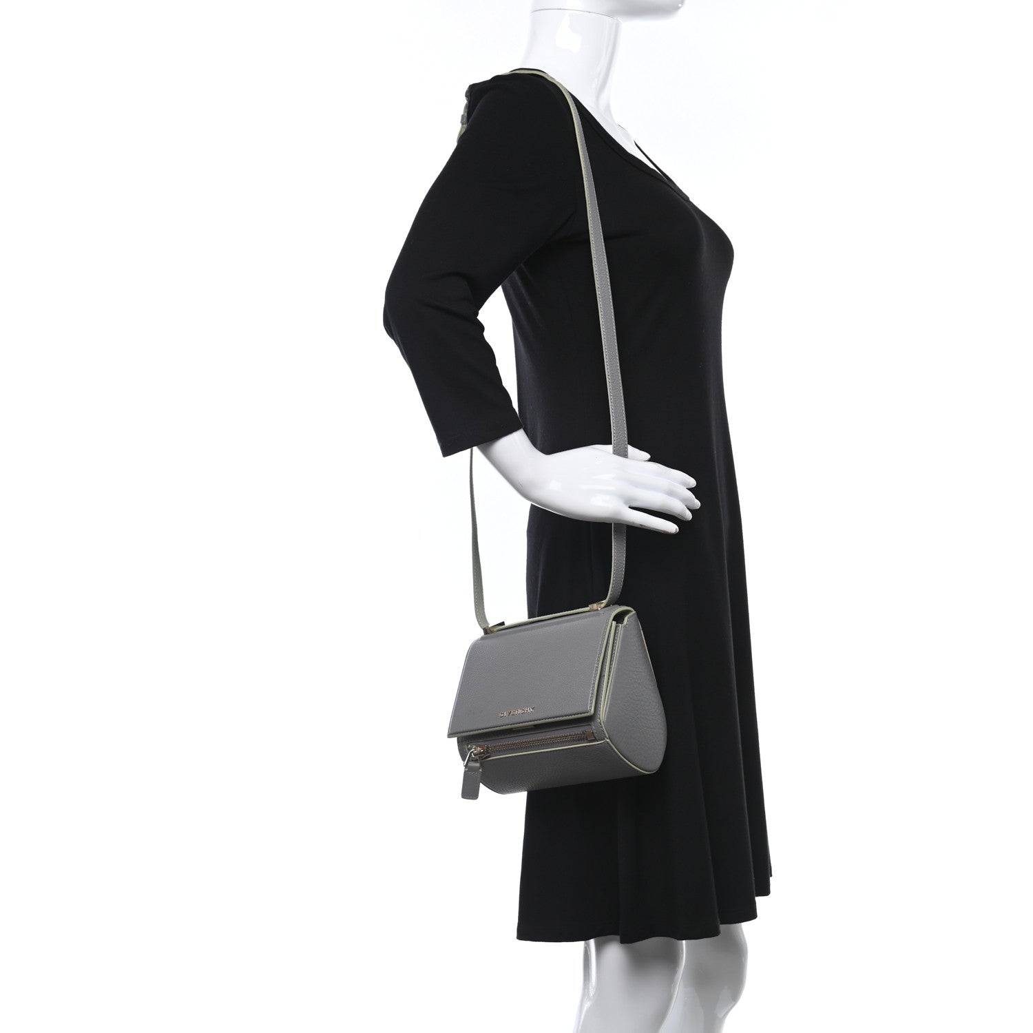 Givenchy Textured Calfskin Mini Pandora Box Chain Crossbody Bag Grey 2 of 16