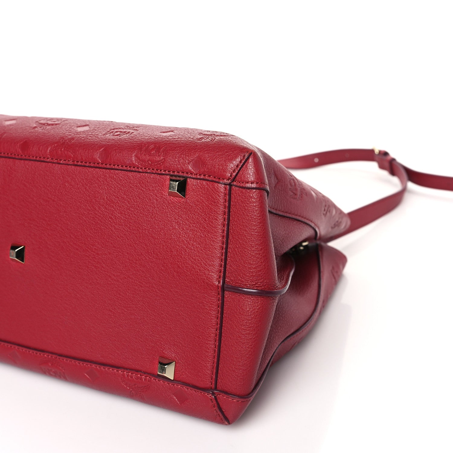 MCM Calfskin Ottomar Monogram Large Essential Tote Red 9 of 10