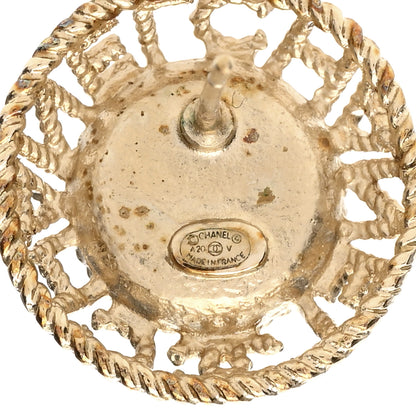Chanel Pearl CC Round Rope Logo Earrings Gold 4 of 4