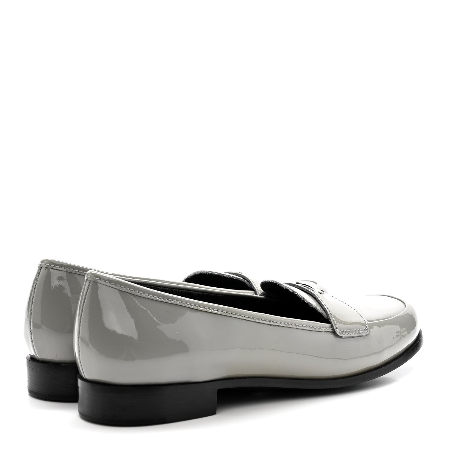 Prada Vernice Metal Triangle Logo 25mm Loafers 38 Granito 5 of 9