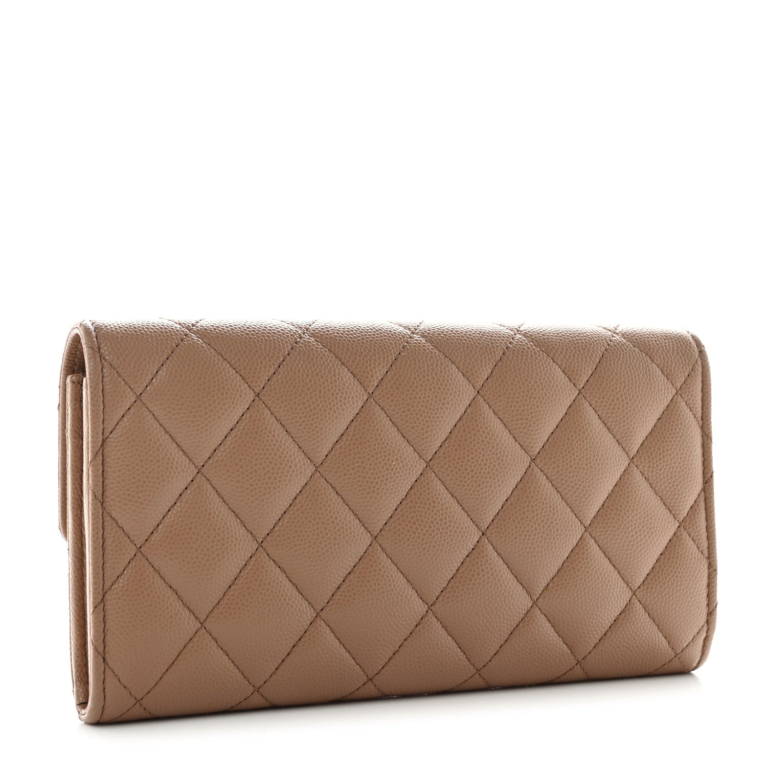 Chanel Caviar Quilted Chain CC Long Flap Wallet Dark Beige 3 of 9