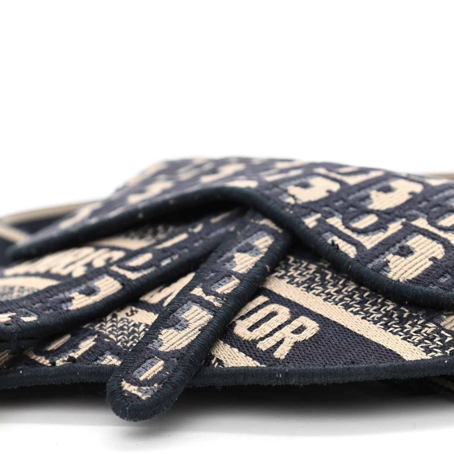 Oblique Embroidered Saddle Belt Pouch Blue