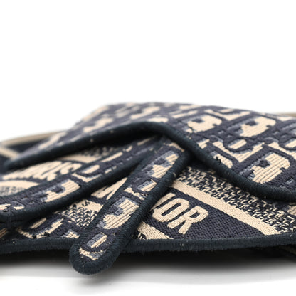 Christian Dior Oblique Embroidered Saddle Belt Pouch Blue 9 of 12