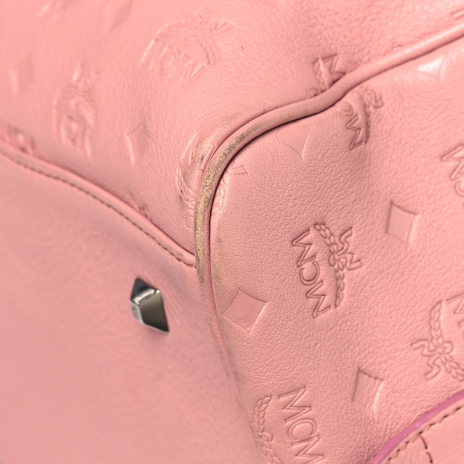MCM Calfskin Ottomar Monogram Duffle Bag Pink 5 of 24