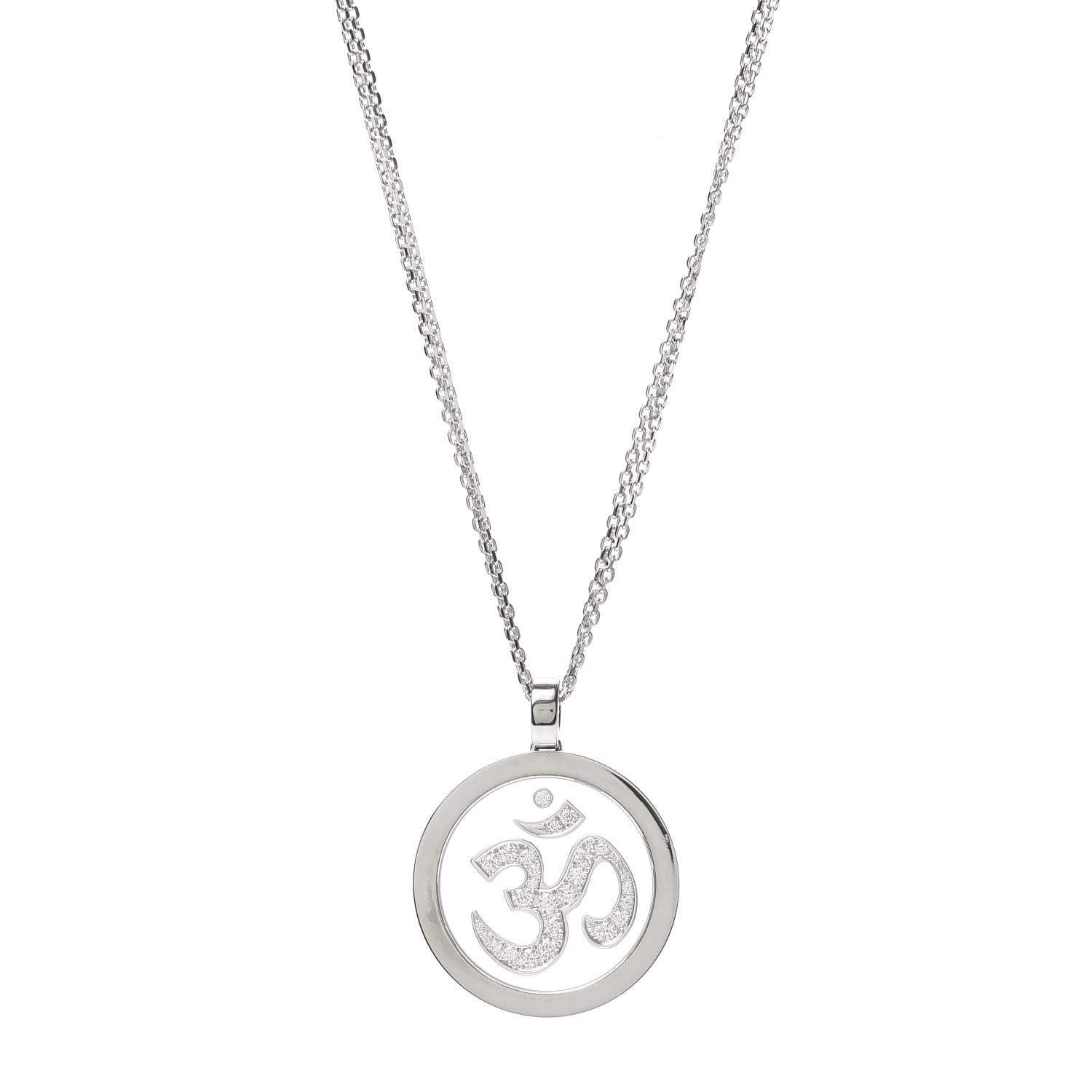Chopard 18K White Gold Diamond Om Pendant Necklace 1 of 5