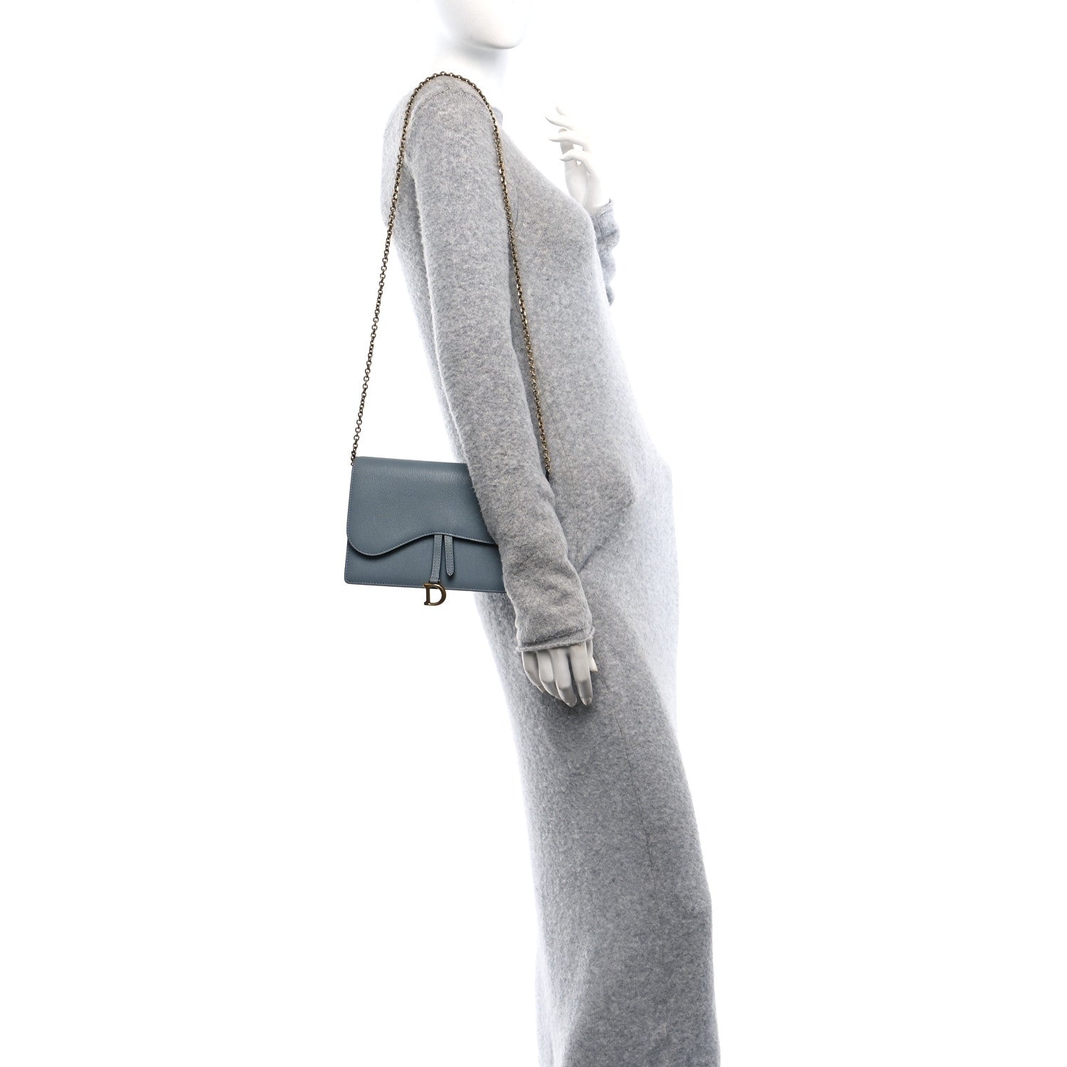 Christian Dior Goatskin Saddle Chain Pouch Cloud Blue 2 of 14