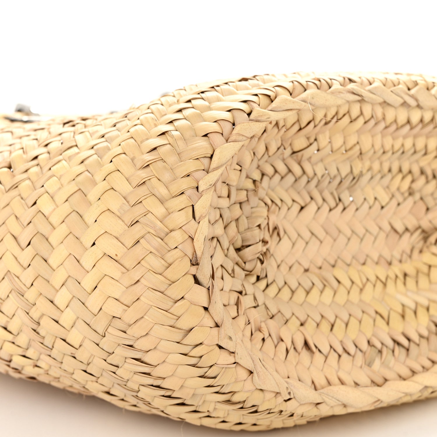 Loewe Raffia Calfskin Medium Chain Basket Tote Bag Natural Black 7 of 8