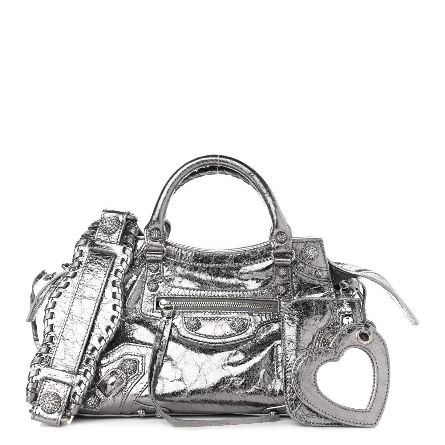 Agneau Arena Crystal Neo Cagole Handbag XS Silver
