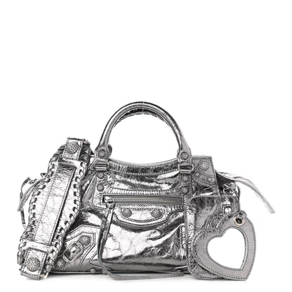 Balenciaga Agneau Arena Crystal Neo Cagole Handbag XS Silver 1 of 19
