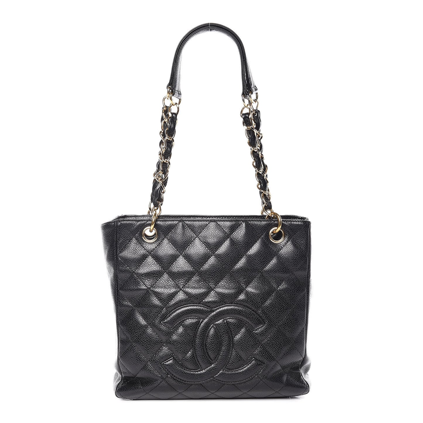 Caviar Quilted Petit Shopping Tote PST Black